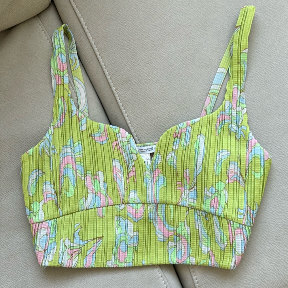 Zara Green/Blue/Pink Crop Top size Small Barely Used